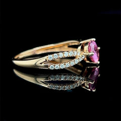 #LoveLVNA | Rose Ribbon Amethyst Paved Gemstones Diamond Ring 18kt | #ThePromise