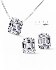 Invisible Setting Classic Emerald Diamond Jewelry Set 18kt | #LoveLVNA |