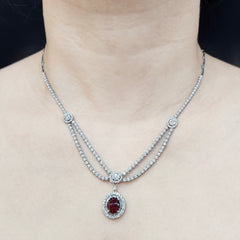 Oval Ruby Diamond Jewelry Set 14kt