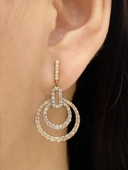 #LVNA2024 | Multi-Tone Round Halo Dangling Diamond Earrings 18kt