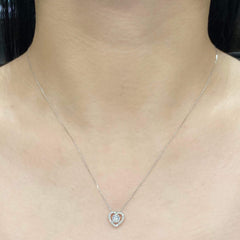 #LVNA2024 |  Classic Heart Halo Diamond Necklace in 18” 18kt White Gold Chain