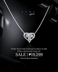 #LVNA2024 | Trinity Heart Halo Diamond Necklace in 18kt White Gold Foxtail Chain 18”