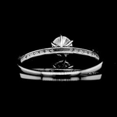 0.50ct D SI1 Round Cut Paved Diamond Engagement Ring 14kt GIA Certified