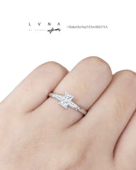 LUNA | 0.70cts G-I VVS-VS Radiant Cut Baguette Paved Diamond Engagement Ring 18kt GIA CERTIFIED
