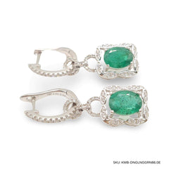 #TheSALE | Oval Emerald Dangling Diamond Earrings 18kt
