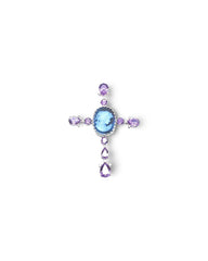 #TheSALE | Mother Amethyst Cross Shape Gemstones Diamond Necklace 14kt