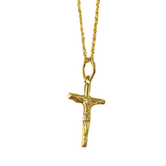 GLD | 18K Cross Necklace in Rope Chain 18”
