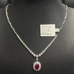#LoveLVNA | Natural Burmese Ruby Gemstones Pendant Diamond Necklace 14kt