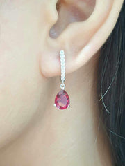 #LVNA2024 |  Teardrop Ruby Gemstones Dangling Diamond Earrings 14kt