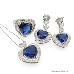 #TheSALE | Heart Blue Sapphire Diamond Jewelry Set 14kt