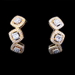 #BuyNow | Trinity Square Half Eternity Diamond Earrings 14kt