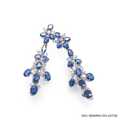 #TheSALE | Oval Blue Sapphire Teardrop Long Dangling Earrings 18kt
