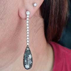 #TheSALE | Black Tear Drop Dangling Diamond Earrings 18kt