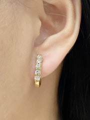 Round Half Eternity Hoop Diamond Earrings 14kt