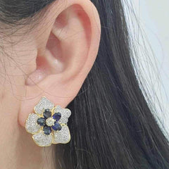 #TheSALE | Flower Sapphire Diamond Earrings 18kt