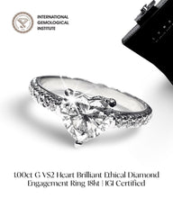1.22cts G VS2 Heart Brilliant Ethical Diamond Engagement Ring 18kt IGI Certified