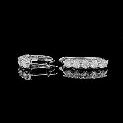 Round Half Eternity Hoop Diamond Earrings 14kt