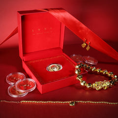 The Vault | 18kt Golden Heart Earrings & Golden Beaded Heart + Gold Filled Piyao Bracelet & Lucky Charm Zodiac Sign