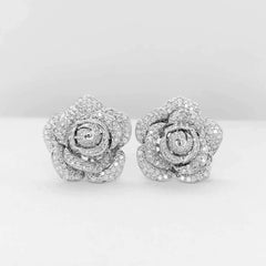 Large Flower Diamond Earrings 14kt