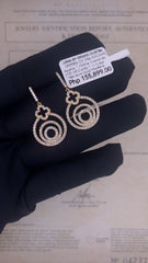 #LVNA2024 | Golden Round Halo Paved Dangling Diamond Earrings 18kt