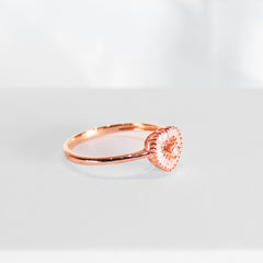 Rose Classic Heart Baguette Diamond Ring 18kt
