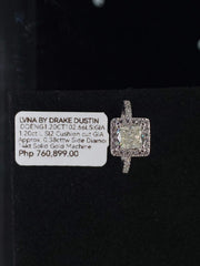 PREORDER | 1.58cts L SI2 Cushion Center Halo Paved Diamond Engagement Ring 14kt GIA Certified
