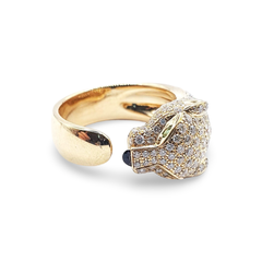 #TheSALE | Golden Panther Nano Gemstone Diamond Ring 18kt