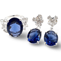 #TheSALE | Round Blue Sapphire Diamond Jewelry Set 14kt