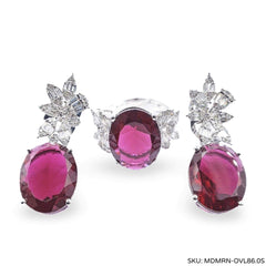 #TheSALE | Oval Deco Intense Red Ruby Diamond Jewelry Set 14kt