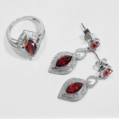#LVNA2024 | Ruby Gemstones Dangling Diamond Jewelry Set 14kt