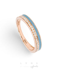 #LVNA2024| Rose Eternity Round Blue Enamel Diamond Ring 18kt