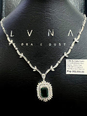 #LVNA2024 |  Green Emerald Gemstones Pendant Diamond Necklace 14kt