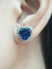 #LoveIVANA | Heart Blue Sapphire Gemstones Diamond Earrings 14kt
