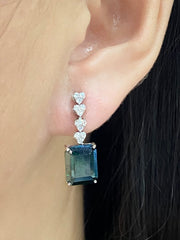 #LVNA2024 | Dainty Heart Diamond Emerald Gemstone Dangling Earrings 14kt