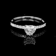 0.51ct D SI2 Heart Cut Paved Diamond Engagement Ring 14kt GIA Certified