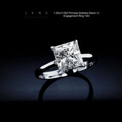 1.55ct H SI2 프린세스 솔리테어 다이아몬드 약혼 반지 18kt