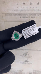 #LVNA2024 | Pear Green Colombian Emerald Gemstones Diamond Ring 18kt