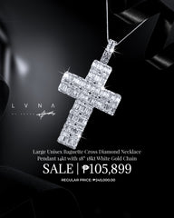 #LVNA2024 | Large Unisex Baguette Cross Diamond Necklace Pendant 14kt