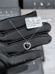2.2ct Heart Halo Natural Black Diamond Necklace 14kt