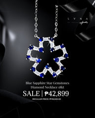 Blue Sapphire Star Gemstones Diamond Necklace 18kt