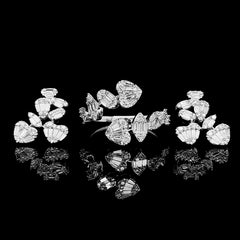 Floral Cross Over Statement Diamond Jewelry Set 14kt