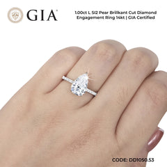 1.00ct L SI2 Pear Brilliant Diamond Engagement Ring 14kt | GIA Certified