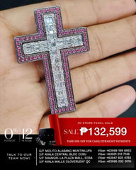 #LVNA2024 | Pink Sapphire Religious Cross Pendant Diamond Necklace 14kt