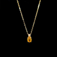 #LVNA2024 | Oval Yellow Sapphire Diamond Necklace in 16-18” 18kt