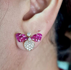 #TheSALE | Golden Bee Geniune Ruby Diamond Earrings 18kt
