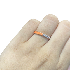 #LoveIVANA | Rose Eternity Round Orange Enamel Paved Diamond Ring 18kt