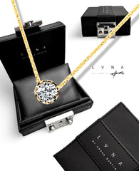 #LVNA2024 | 0.50ct GHI VS-SI2 Round Brilliant Solitaire Natural Diamond Necklace with 18kt Thick Foxtail Solid Gold Chain 18”