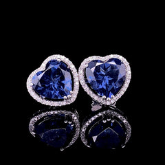 #LoveIVANA | Heart Blue Sapphire Gemstones Diamond Earrings 14kt