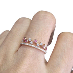 #TheSALE | Rose Half Eternity Crown Diamond Nano Gemstones Ring 14kt