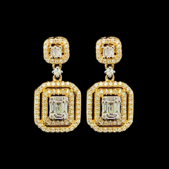 #BuyNow | Golden Emerald Halo Diamond Earrings 14kt